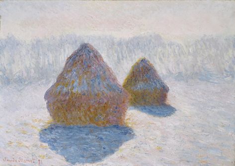 Monet Haystacks, Snow And Sun, Painted Bunting, Claude Monet Paintings, Sun Painting, Monet Paintings, Winter Painting, John James Audubon, Paul Gauguin