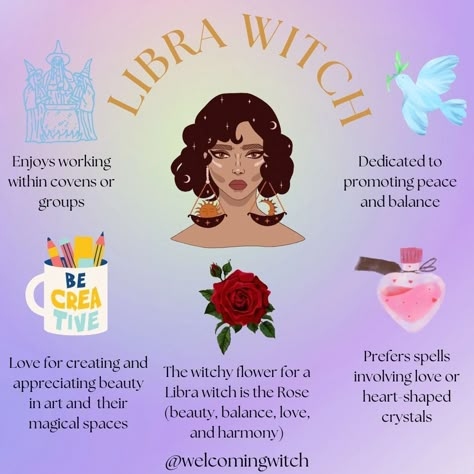 ✨🌸 Libra witches are masters of balance and beauty! 🌟 With a love for art, harmony, and intellectual pursuits, Libra witches bring charm and peace to their magic. 💫🌿 . . . . . . . . . #wiccansofinstagram #witchlife #witchesofinstagram #witch #witchcraft #wicca #wiccan #pagan #spiritual #spiritualawakening #Spirituality #witchessociety #witchytips #magic #babywitch #beginnerwitch #libraseason Libra Magic, Libra Witch, September Magick, Geek Outfits, Pagan Aesthetic, Astrology Basics, Witch Types, Libra Art, Libra Birthday