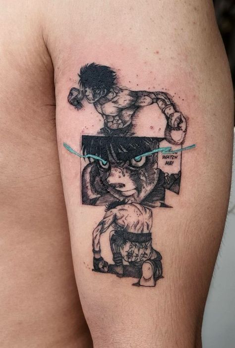 Hajime No Ippo Tattoo, Anime Tato, Manga Tattoo Anime, Anime Tattoo Ideas Manga, Hajime No Ippo Manga, Naruto Tattoos, Hunter Tattoo, Tattoo Anime, Hajime No Ippo