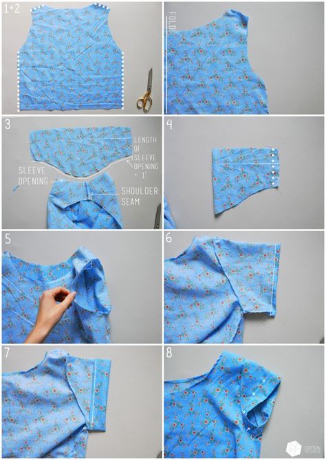 Diy Shirt Sleeves, T Shirt Sleeve Design, Making Tops Sewing, Sewing Crop Top, Easy Sleeves Design, Long Sleeve Top Pattern, Crop Top Diy Tutorial, Curls Tutorial, Crop Top Sewing Pattern