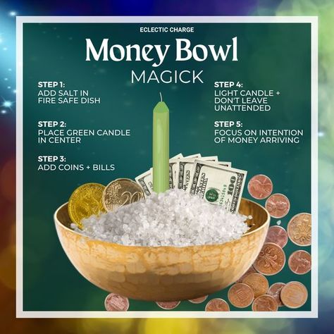 Money Bowl, Money Candle Spell, Money Spells Magic, Hoodoo Magic, Spells Magic, Money Spells That Work, Money Abundance, Prosperity Spell, Money Candle