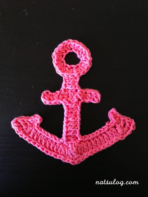 Large chrochet anchor - complicated Crochet Anchor, Sea Motifs, Crochet Appliqué, Ornaments Crochet, Crochet Appliques, Crochet Embellishments, Beach Crochet, Anchor Pattern, Pola Amigurumi