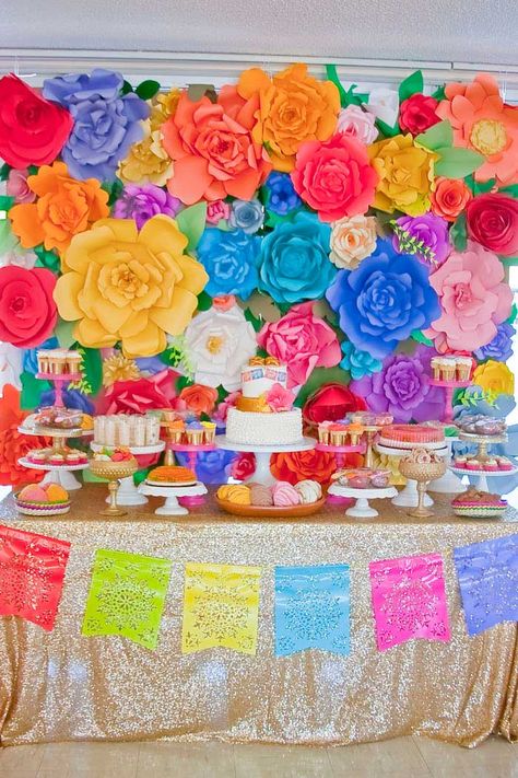 Colorful Mexican Themed Baby Shower with Lots of Really Fun Ideas via Kara's Party Ideas! Full of decorating tips, desserts, cupcakes, cakes... Fiesta Shower, Mexican Baby Shower, Mexican Babies, Mexican Fiesta Party, Mexican Birthday, Diy Pinata, Fiesta Theme Party, Mexican Party Theme, Fiesta Theme