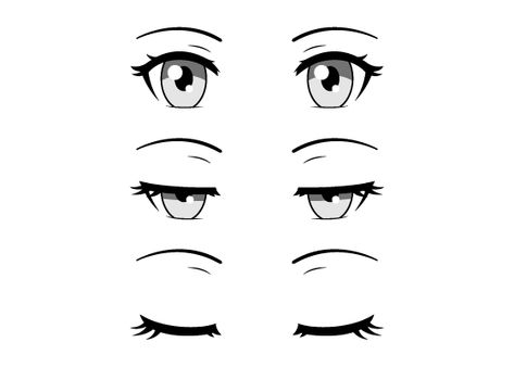 This tutorial explains how to draw closed, half-closed, and squinted anime and manga style eyes in the front view. Half Closed Eyes Drawing, Closed Eyes Drawing, Manga Style Drawing, Anime Outline, Easy Anime Eyes, Drawing Videos For Kids, Cartoon Drawings Sketches, How To Draw Anime Eyes, How To Draw Anime