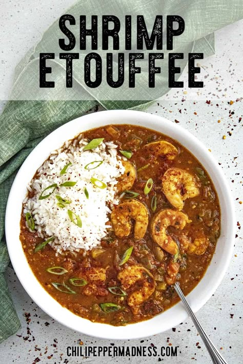 You'll love this shrimp etouffee recipe with succulent shrimp simmered in a rich, spicy Creole sauce, a perfectly comforting Southern meal, easy to make! Shrimp Gumbo Recipe Louisiana, Eutofee Recipe, Et Tu Fe Recipe, Shrimp Etouffee Recipes Louisiana Easy, Shrimp Etouffee Recipes Louisiana, Ettouffe Recipe Shrimp, Shrimp Ettouffe Recipe, Shrimp Etouffee Recipes, Etoufee Recipe Louisiana