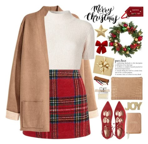 "2463. Perfect Christmas" by chocolatepumma ❤ liked on Polyvore featuring Rachel Comey, New Look, Improvements, Whistles, Eliot RaffÃ­t, H&M, Kate Spade and ChloÃ© Preppy Christmas Outfits Women, Christmas Outfit Work, H&m Christmas Outfit, Ootd Christmas, Xmas Clothes, Christmas Looks Outfits Classy, Christmas Sweater Outfit Cute, Outfit Navidad, Christmas Plaid Skirt