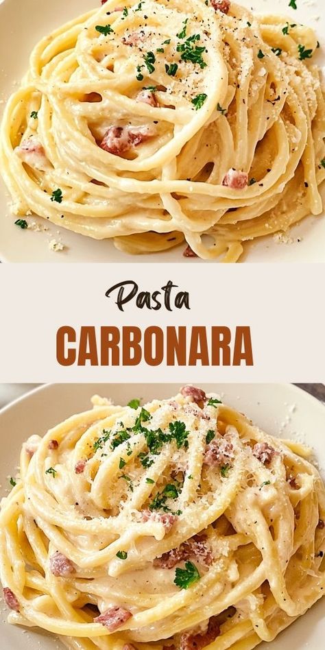 Pasta Recipes Pancetta, Chicken Carbonara Pasta Instant Pot, Pasta Recipes From Italy, Shrimp Carbonara Pasta Recipes, No Egg Carbonara, Spaghetti Carbonara Recipe Creamy, Alfredo Carbonara Pasta, Creamy Pancetta Pasta, Flavorful Pasta Recipes