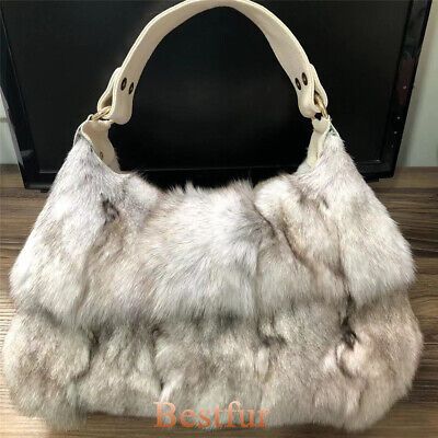 Top Rated Women Luxury Real Fox Fur Handbag Purse Party Real Leather Tote Bag Shoulder Bag, bags Fur Handbag, Theatrical Romantic, Black Glamour, Romantic Fashion, Fur Purse, Luxury Bags Collection, Identity Crisis, Fur Handbags, Vintage Black Glamour