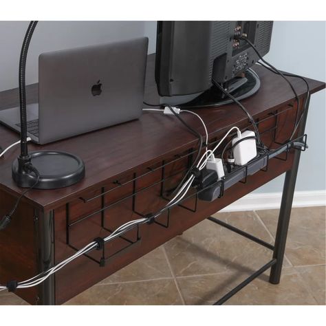 Newton Supply Wire Tray Desk Cable Organizer | Wayfair.ca Computer Desk Hidden Cables, Cable Organizer Diy, Cable Management Diy, Hide Electrical Cords, Management Desk, Power Cord Organizer, Cable Management Desk, Desk Cable Management, Cable Organizer Box