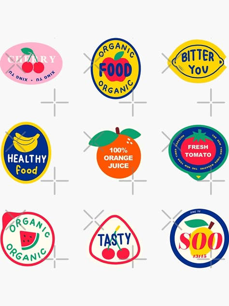 "Fruit Stickers" Sticker for Sale by lrystickers | Redbubble Fruit Branding, Wendy Cope, Fruit Stickers, Fruit Labels, Expo West, Coaster Ideas, Fruit Logo, Printable Sticker Sheets, Heart Prints