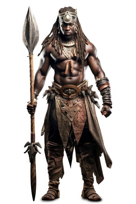 Black Warrior Male, People Anime, African Warrior, Zulu Warrior, Editing Material, African Tattoo, Hakeem Olajuwon, Africa People, Warrior Costume