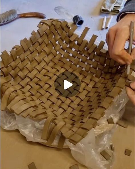 Ceramics Videos on Instagram: "Pottery Criss Cross weaving bowl by @noamrosenberg.art" Woven Ceramics, Clay Weaving, Woven Pottery, Ceramic Baskets, Handbuilding Pottery, Weave Ideas, Ceramics Videos, Ceramic Basket, Slab Ceramics