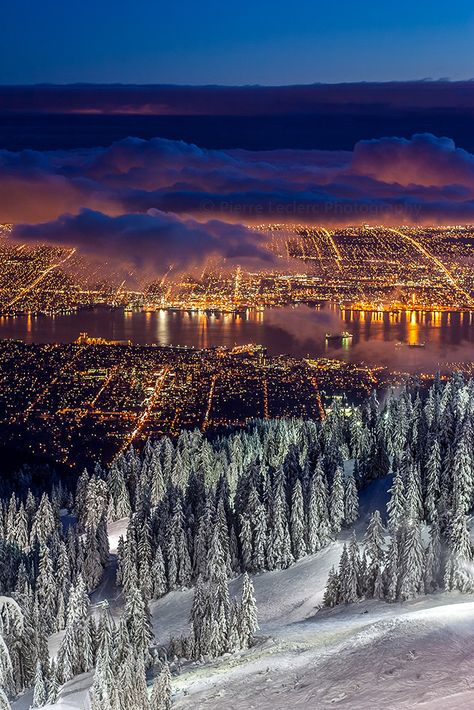 Vancouver city lights from Grouse | WEBSITE: pierre-leclerc.… | Flickr Grouse Mountain Vancouver, Grouse Mountain, Vancouver City, City At Night, Vancouver British Columbia, Vancouver Canada, Canada Travel, Algarve, Places Around The World