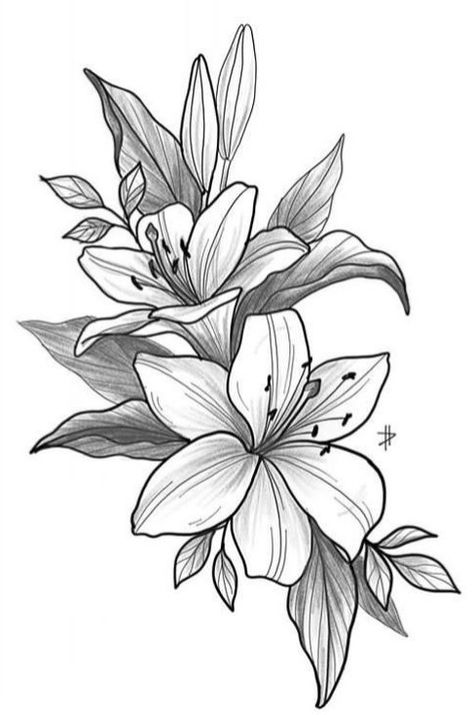 Amaryllis Tattoo, Blue Flower Tattoos, Owl Tattoo Drawings, Lily Flower Tattoos, P Tattoo, Flower Tattoo Drawings, Flower Pattern Drawing, Clown Tattoo, Black Girls With Tattoos