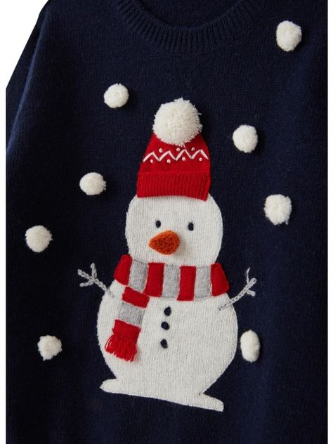 Christmas sweater with snowman - Il Gufo Ugly Christmas Sweaters With Snowman, Snow Globe Christmas Sweater, Christmas Snowman Sweater, Sweater Snowman, Snowman Sweater, Christmas Promo, Pom Pon, Scarf Hat, Christmas Drinks