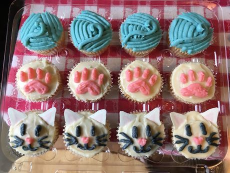 How to Decorate Cat‐Themed Cupcakes (with Pictures) - wikiHow Life Colored Frosting, Kitten Birthday Party, Black Frosting, Cat Themed Birthday Party, Dog Cupcakes, Blue Frosting, Cat Cupcakes, Kitten Birthday, Kid Cupcakes