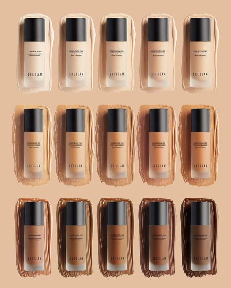 Liquid Foundation Photography, Sheglam Products, Sheglam Foundation, Foundation Aesthetic, Sheglam Makeup, Ysl Foundation, Luxury Foundation, Shein Makeup, Foundation Swatches