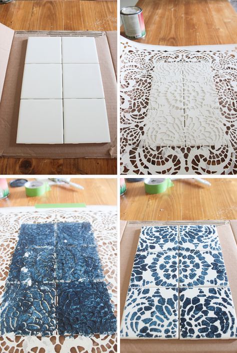 DIY Concrete Tray with Removable Coasters - Shades of Blue Interiors Tile Crafts Ideas Projects, Tiles Diy Ideas, Upcycle Tiles Diy Projects, Diy Tile Projects Crafts, Diy With Tiles Pieces, Painting Serving Trays, Diy Coaster Holder, Concrete Tiles Diy, Tile Scraps Ideas