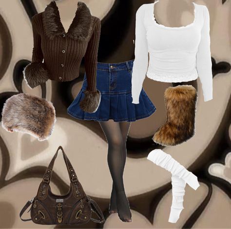 Trashy y2k winter outfit #y2k #winter #winteroutfit #y2kwinteroutfit #y2koutfit #y2koutfitinspo #outfitinspo #amazon #alt #fashion #grunge #goth #punk #bratz Bratz Winter Outfit, Winter Outfit Y2k, Y2k Winter Outfits, Lunch Dresses, Alt Grunge, Y2k Winter, Winter Outfits Warm, Fashion Grunge, Trashy Y2k