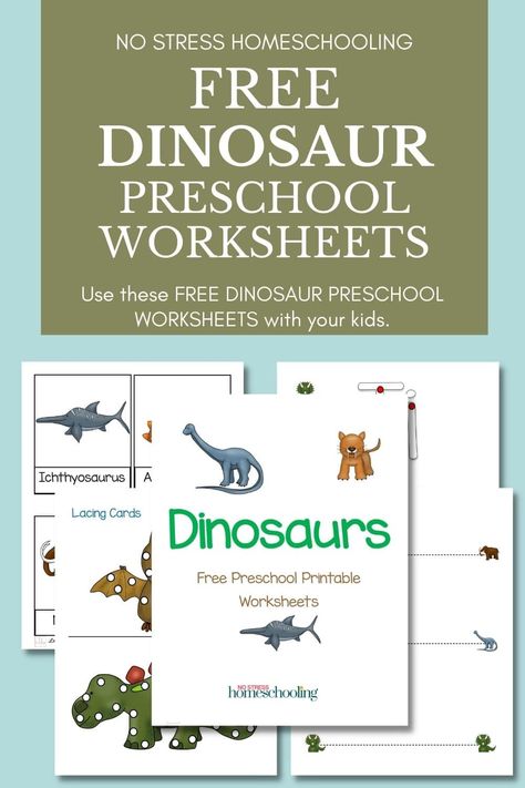 Free Dinosaur Preschool Worksheets (over 30 Pages) Preschool Family Theme, Dinosaur Preschool, Letter Sounds Preschool, Dinosaurs Preschool, Eyfs Activities, Lacing Cards, Free Preschool Printables, Free Preschool Worksheets, Thanksgiving Preschool