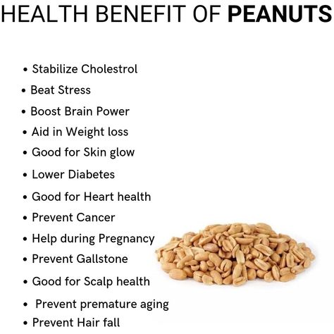 Peanuts are great source of dietary fiber and essential nutrients and especially antioxidants which help to maintain cholesterol levels and have great health benefits Peanut Health Benefits, Peanuts Health Benefits, Peanut Benefits, Nuts Health Benefits, Prevent Hair Fall, Great Health, Essential Nutrients, Cholesterol Levels, Cold Meals