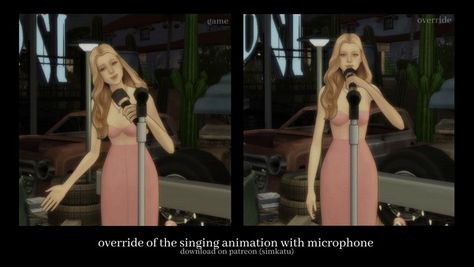 override of the singing animation with microphone | Patreon Movie Override Sims 4, Sims 4 Singing Mod, Sims 4 Singing Animation, Sims 4 Music Override, Sims 4 Animation Override, Ts4 Override, Singing Animation, Ts4 Animation, Funny Singing