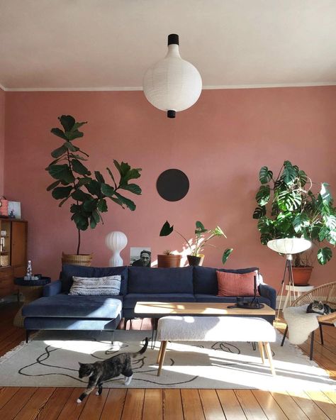 Pink Living Room, Mid Century Modern Living Room, Apartment Inspiration, Eames Lounge Chair, Instagram Repost, Modern Living Room, Small Kitchen, House Colors, Lounge Chair