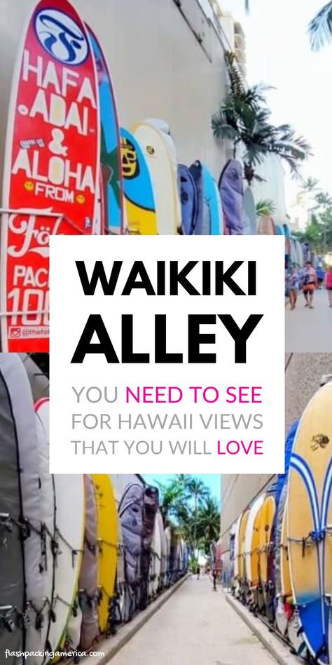 Oahu Hawaii. travel. Visit the blog for more about the walk through surfboard alley that leads to a beautiful beach in Hawaii at the royal hawaiian resort! waikiki beach. oahu hawaii things to do. outdoor vacation ideas. us travel destinations. waikiki hawaii. honolulu hawaii. beach vacation. hawaii aesthetic. hawaii on a budget. flashpacking america waikiki. Things To Do Oahu Hawaii, Oahu Hawaii Things To Do In, Oahu Aesthetic, Honolulu Hawaii Beach, Hawaii On A Budget, Oahu Map, Hawaii Ideas, Honolulu Vacation, Hawaiian Honeymoon