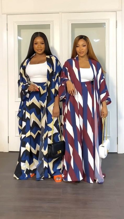 Chiffon Kimono And Palazzo Outfit, Trendy Kimono Styles, Pallazo Outfit Palazzo Casual, Pallazo And Top Nigeria, Kimono And Palazzo Outfit, 2piece Outfits, Chic Dress Classy, Mode Kimono, African Inspired Clothing