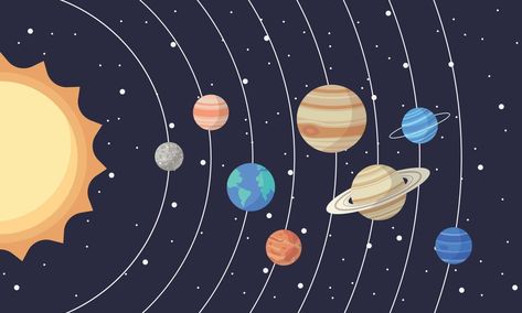 Cartoon Solar System, Planets In Order, Solar System Clipart, Education Vector, Cartoon Space, S Education, Space Background, Solar System Planets, Infographic Illustration