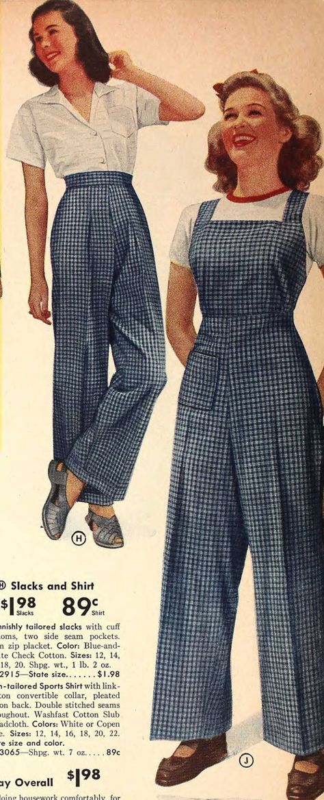 Modern 40s Fashion, 1940 Fashion Women, 1940s Pants, 1940s Clothing, 40s Mode, 1940s Fashion Women, Overalls Jeans, 1940s Women, 1940s Woman