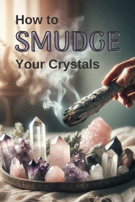 Explore the ancient practice of smudging crystals to enhance their metaphysical properties. This guide walks you through the simple yet powerful process of using smoke from sacred herbs like sage or palo santo to cleanse and energize your crystals. Perfect for both beginners and seasoned practitioners in the spiritual community, smudging is an essential technique for maintaining the purity and potency of your crystal collection. How To Cleanse And Charge Crystals, How To Smudge With Sage, How To Use Sage To Cleanse, Palo Santo Smudging Prayer, Sage Cleansing Prayer, Smudging For Beginners, Leo Crystals, Palo Santo Smudging, How To Smudge