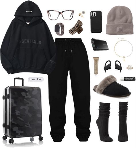 Comfy Outfit For Airport, Chill Airport Outfit, Chill Outfits Lazy Days Winter, Airport Outfit Comfy Black Women, Fits For Airport, Comfy Outfits For Flights, Comfy Doctor Appointment Outfit, Airport Fits Casual, Airport Comfy Outfit Winter