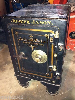 I believe this to be a J. Baum Safe from the early 1900's. It stands about 23 inches tall x 13 inches wide x 16 inches deep. The door features the name Arthur B. Curtis, which I believe to be the sa Gold Door Handle, Insurance Branding, Vintage Safe, Antique Safe, Luxury Safe, Bank Safe, Safe Door, Warehouse Home, Vault Doors