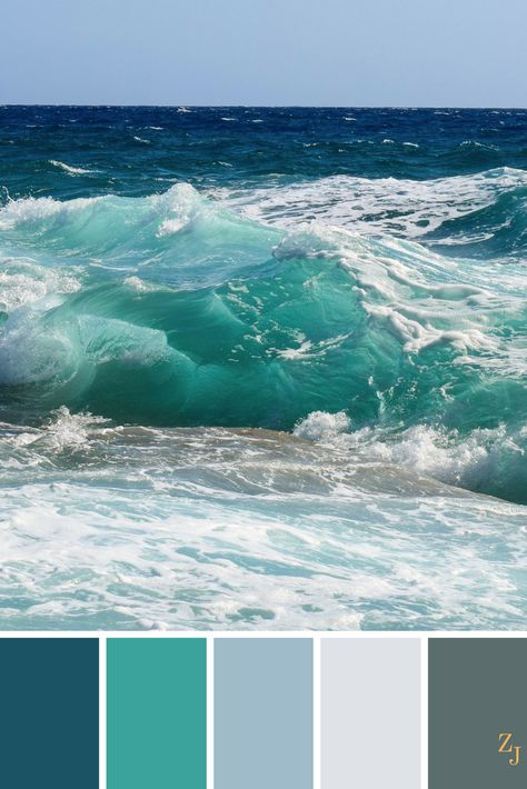 ZJ Colour Palette 213 #colourpalette #colourinspiration New Zealand Colour Palette, Colour Palate, Ocean Colour Palette, Teal Wedding Colors Schemes, Ocean Color Palette, Beach Color Palettes, Blue Palette, Beach Color, Coastal Colors