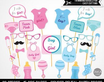 Blue or pink photo props gender reveal party photo props Gender Reveal Photo Booth, Photo Booth Props Template, Gender Reveal Photo, Baby Shower Photo Booth Props, Photo Booth Party, Mint Baby Shower, Photobooth Props Printable, Printable Photo Props, Gender Reveal Photos