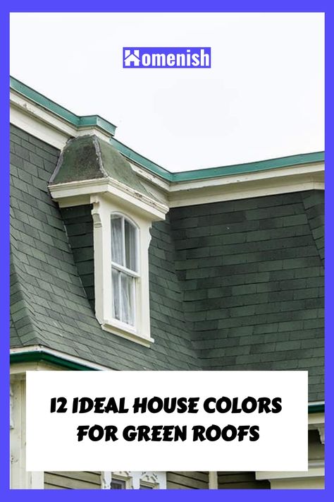 Finding the ideal color palette for your house can be a fun adventure, especially with a green roof as your canvas. Discover 12 color combinations that promise to enhance the natural beauty of your green-topped home and create a visually stunning exterior. House Color With Green Roof, Green Roofs On Houses, Green Shingle Roof House Colors, Green Roof House Colors Exterior Paint, Green Metal Roof Exterior Colors, Green Roof House Colors, Green Roof Shingles, Houses With Green Roofs, Green Roof Architecture