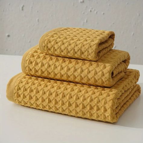 3pcs Waffle Bath Linen Set, Soft And Absorbent Shower Towel + Face Towel + Square Towel, Must Have For Bathroom Home Travel, Bathroom Supplies - Home & Kitchen - Temu Womens Face, Yellow Lotus, Vinyl Laminate Flooring, Towels For Bathroom, Waffle Weave Towels, Lotus Root, Large Bath, Large Baths, Spa Towels