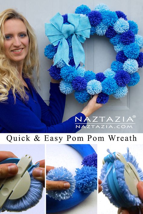 Pom Pom Wreaths Diy, Pom Pom Wreaths, Christmas Pom Pom Crafts, Diy Snowman Decorations, Christmas Pom Pom, Pom Pom Rug, Diy Pom Poms, Christmas Wreaths Diy Easy, Pom Pom Wreath