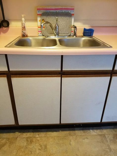 How could I redo my ugly, laminated, kitchen cabinets? | Hometalk Update 1980s Kitchen Cabinets, Refresh Old Kitchen Cabinets, Redoing Kitchen Cabinets Diy, Vinyl Covering Kitchen Cabinets, Cheap Kitchen Cabinet Makeover, Stick On Cabinet Cover, Redo Kitchen Cabinets Diy Cheap, Fake Wood Cabinets Redo, Cladding Kitchen Cabinets