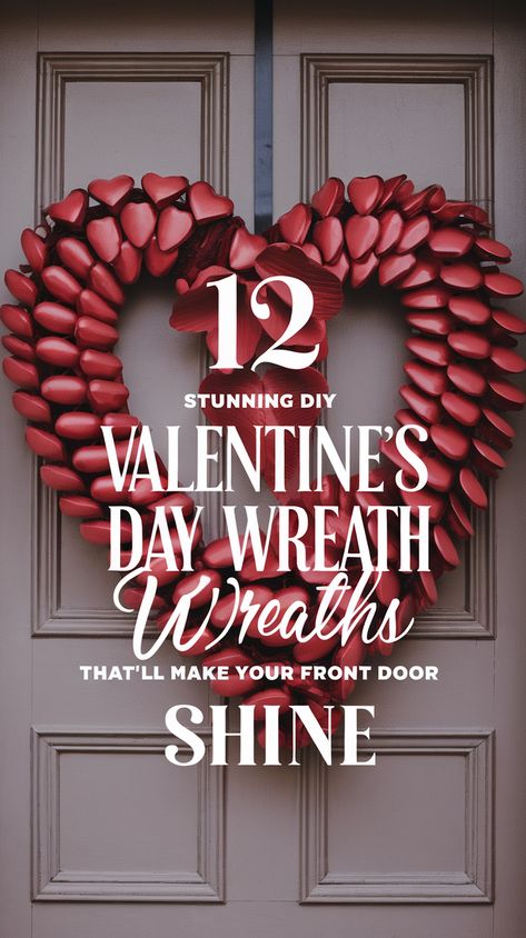 12 Stunning DIY Valentine's Day Wreaths That'll Make Your Front Door Shine! Valentines Front Porch Decor Diy, Heart Shaped Wreath Ideas, February Wreaths For Front Door, Valentine’s Day Front Porch Ideas, Valentine Wreaths Diy Easy, Valentines Wreaths For Front Door, Valentine Door Decorations For Home, Valentine Wreaths For Front Door Diy, Valentine’s Day Wreath Ideas