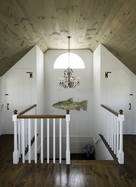 Cape Cottage by Christopher Schuch, via Behance Attic Inspiration, Upstairs Ideas, Cape Cod Homes, Cape Cottage, Attic Staircase, Attic Makeover, Guest Bedroom Remodel, Kids Bedroom Remodel, Attic Lighting