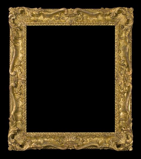 Late 17th century Rococco inspired carved 24ct gilt frame with heavy relief decoration, centre & pierced corners. Painting Frame Png, Gilded Frame, Vintage Frame Png, Gold Photo Frames, Antique Picture Frames, 17th Century Art, Colonial Design, Mirror Photo, Old Frames