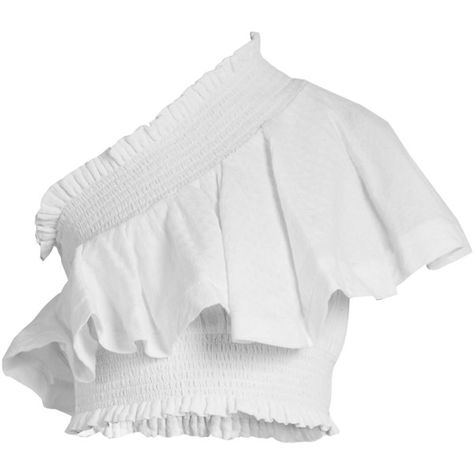 Cecilie Copenhagen One-shoulder ruffled cropped cotton top (€130) ❤ liked on Polyvore featuring tops, white, white one shoulder top, summer tops, ruched top, white crop tops and off one shoulder tops Blouses Indian, White One Shoulder Top, White Ruffle Shirt, White Summer Tops, One Shoulder Ruffle Top, Ethnic Dresses, White Ruffle Top, White Blouses, Flounce Top