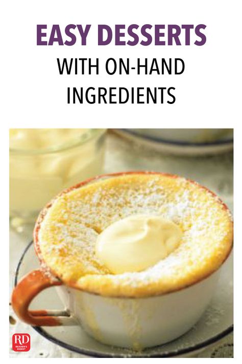 Easy Desserts With On-Hand Ingredients Poor People Desserts, Desserts With Minimal Ingredients, 3ingredient Recipes Desserts, Desserts With Basic Ingredients, Easy One Serving Desserts, Simple Fast Desserts, Dessert Recipes For One Person, 2 Or 3 Ingredient Desserts, Half And Half Recipes Dessert