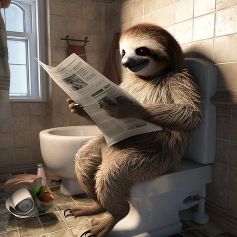 Sloth Wall Art Poster, Funny Sloth Sitting on a Toilet in the Bathroom Print, Bathroom Poster Art, Sloth Printable, Whimsy Animal Art, Kids by LunahMoonDesigns on Etsy Bathroom Posters, Funny Sloth, Print Bathroom, Poster Funny, Sloths Funny, Bathroom Prints, Funny Wallpaper, General Crafts, Art Kids