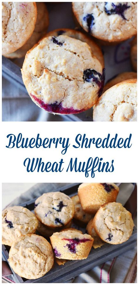 Blueberry Shredded Wheat Muffins are made with Post Shredded Wheat Original Cereal. They taste so good and can be frozen for breakfasts on the go. Recipe makes 12 muffins. AD #CerealAnytime #SpoonfulsofGoodness Frosted Mini Wheats Recipe Desserts, Shredded Wheat Crumbs, Shredded Wheat Muffins, Recipes With Shredded Wheat Cereal, Recipes Using Shredded Wheat Cereal, Shredded Wheat Cereal Recipes, Frosted Mini Wheats Recipe, Shredded Wheat Recipes, Shreddies Recipes