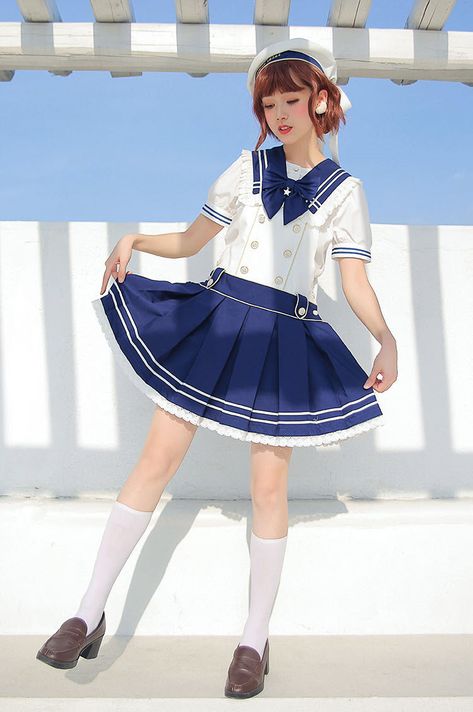 Sailor Clothes, Taobao Brands, Dresses Coats, Sailor Outfit, Shopping Link, Sailor Suit, J Fashion, Kawaii Clothes, Harajuku Fashion