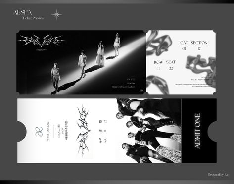 Aespa · Concert · Concert Ticket · Ticket Design · Concept Design · Savage · Winter · Karina · Giselle · Ning Ning · Ticket Preview · Graphic Design Concert Ticket Design, Ticket Drawing, Aespa Concert, Winter Karina, Ning Ning, Karina Giselle, Concert Ticket, Ticket Design, Concert Tickets