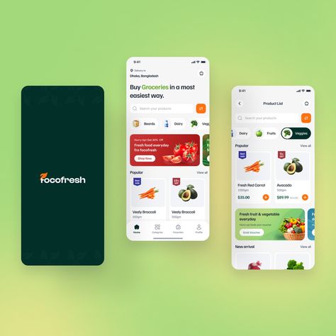 🚀 Presenting the "Focofresh" grocery shopping mobile app, designed to provide users with an easy, convenient, and efficient way to purchase groceries. This app aims to revolutionize the online grocery shopping experience by offering a user-friendly interface, seamless navigation, and a comprehensive product catalog. Key Features: 👉 User-Centric Design: Focuses on providing a seamless and intuitive user experience. 👉 Comprehensive Product Details: Provides all necessary information for info... Grocery App Design, Grocery App Ui Design, Grocery Shopping App, Mobile Navigation, Red Carrot, App Ideas, Groceries App, Business Presentation Templates, Graphic Ideas